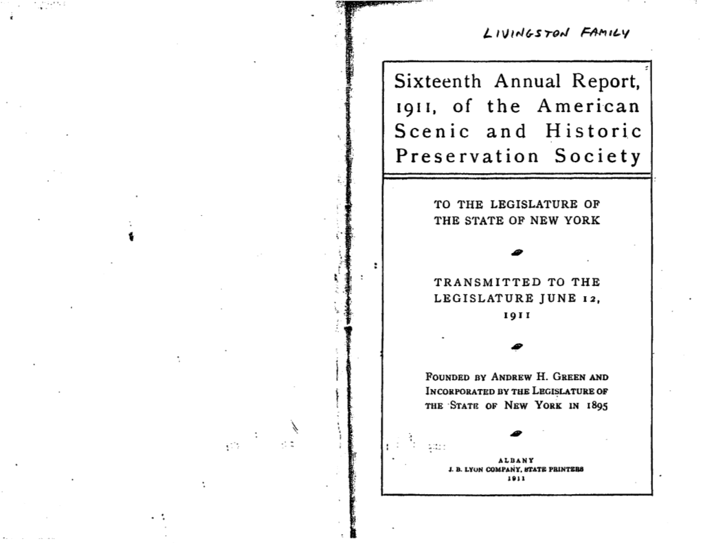 Sixteenth Annual Report, 19 I I, of the American Scenic and Historic