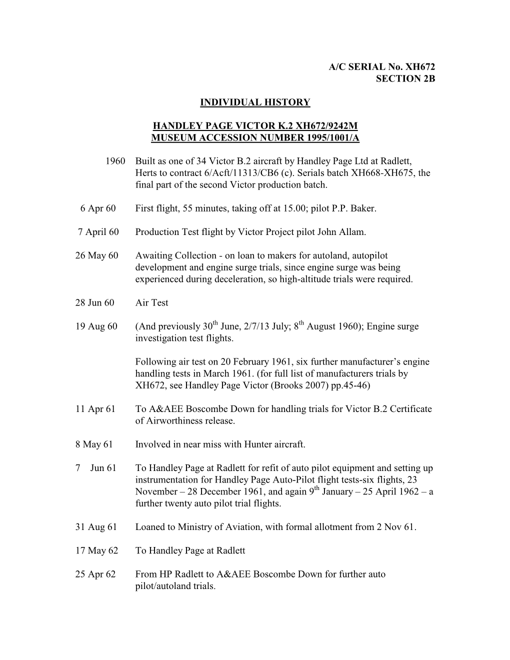A/C SERIAL No. XH672 SECTION 2B