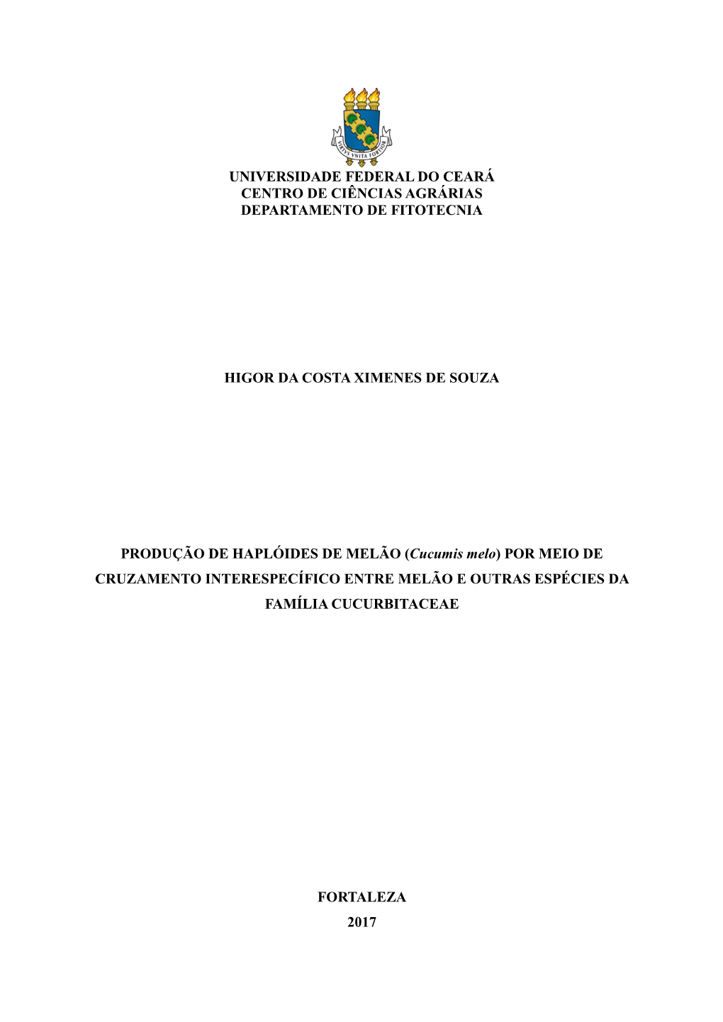 Universidade Federal Do Ceará Centro De Ciências Agrárias Departamento De Fitotecnia