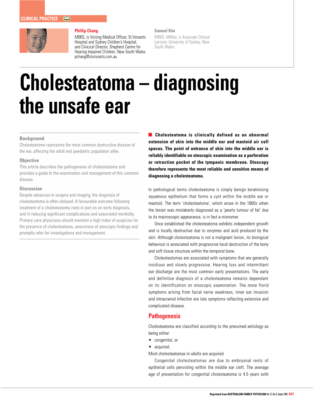 Cholesteatoma – Diagnosing the Unsafe Ear