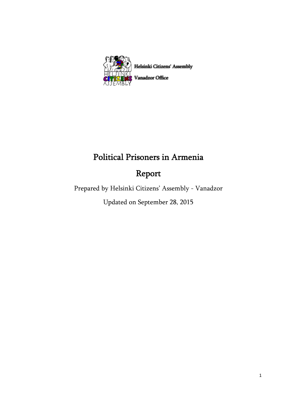 Political Prisoners in Armenia Political Prisoners in Armenia Report