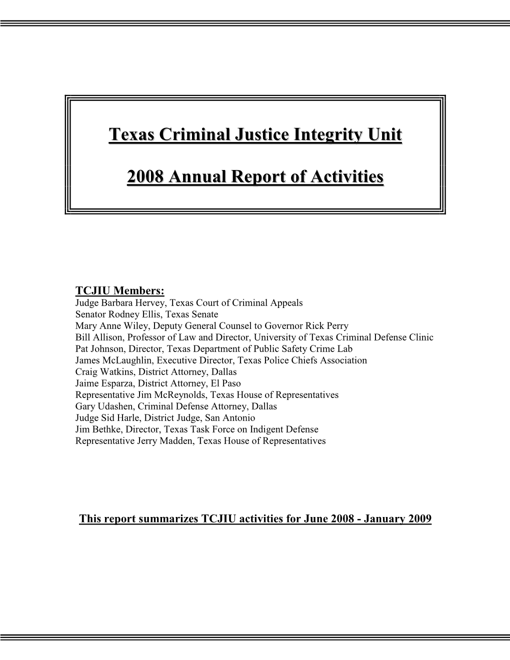 2008 Annual Report of Activities