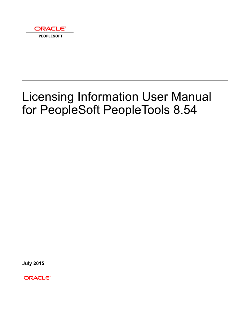 Licensing Information User Manual for Peoplesoft Peopletools 8.54