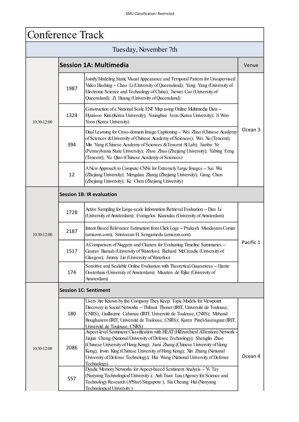 Conference Track Tuesday, November 7Th