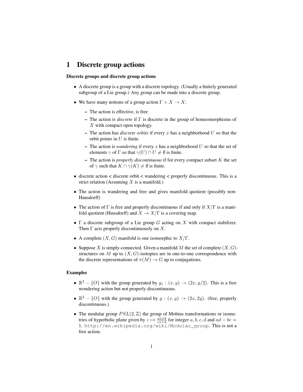 1 Discrete Group Actions