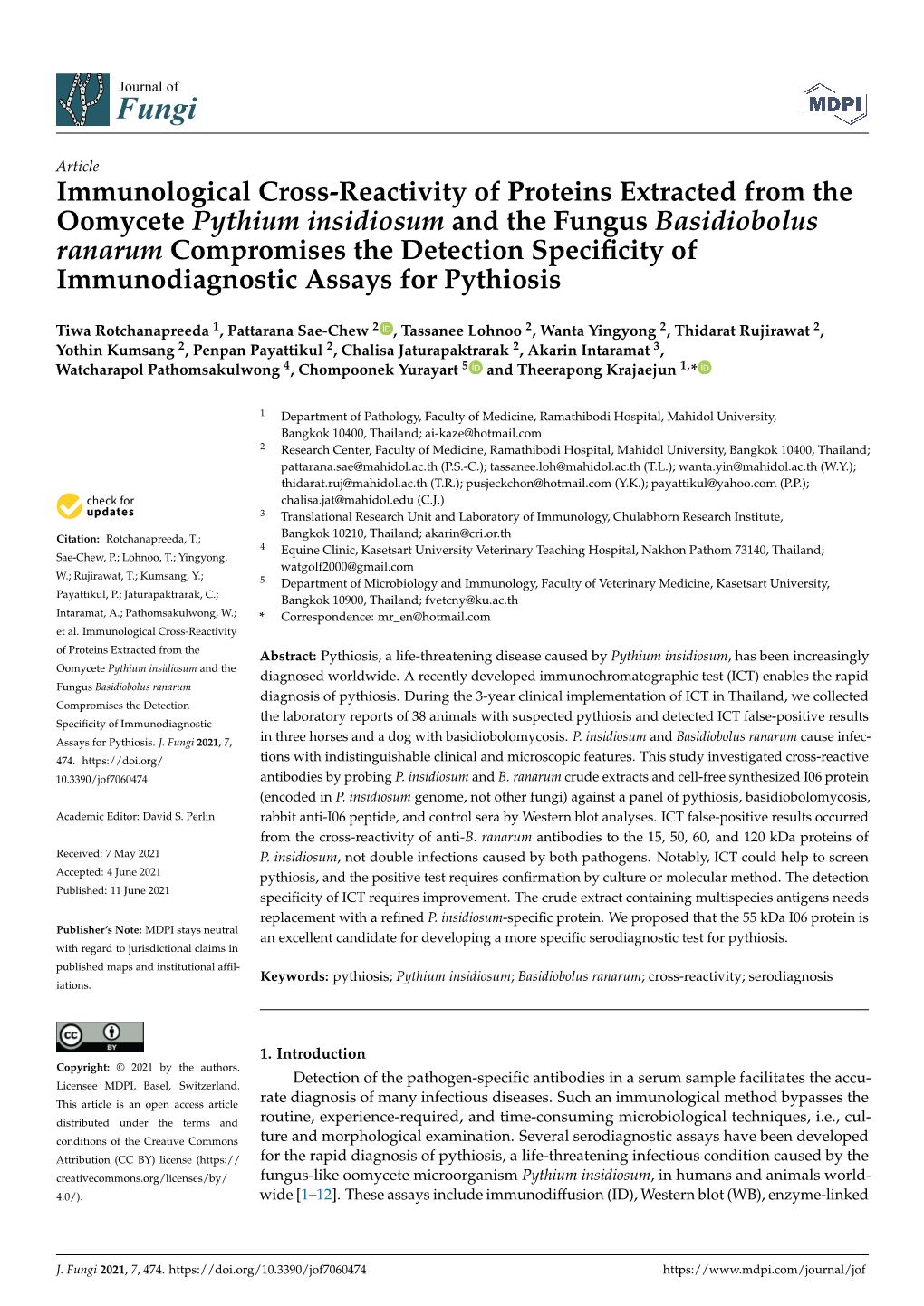 Immunological Cross-Reactivity of Proteins Extracted from The