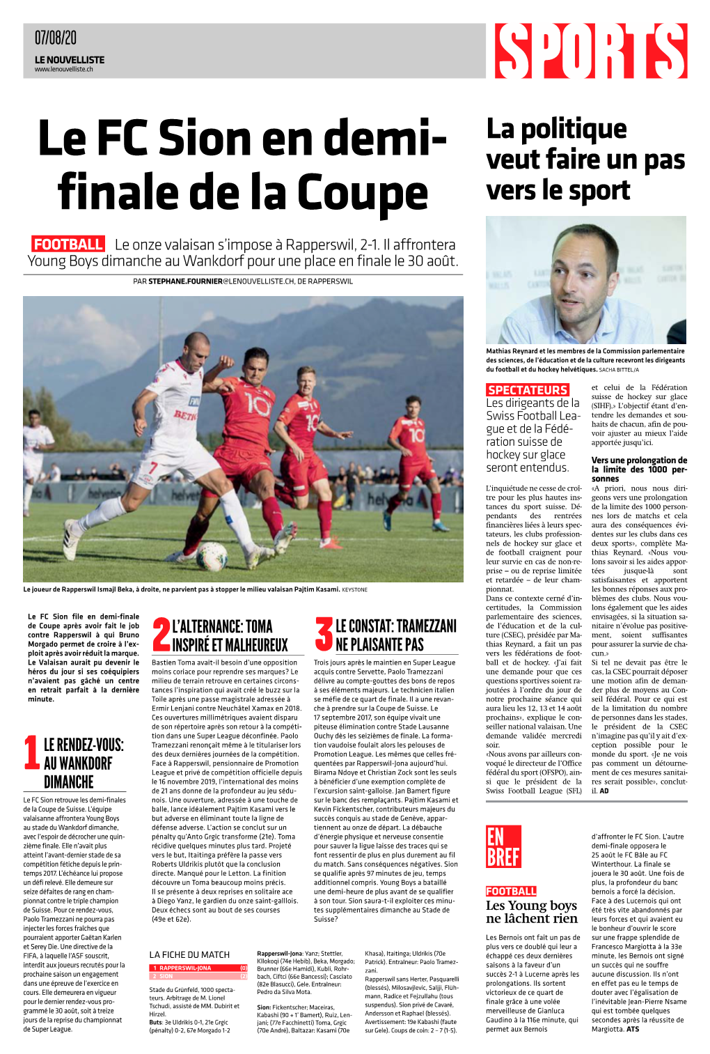 Le FC Sion En Demi- Finale De La Coupe