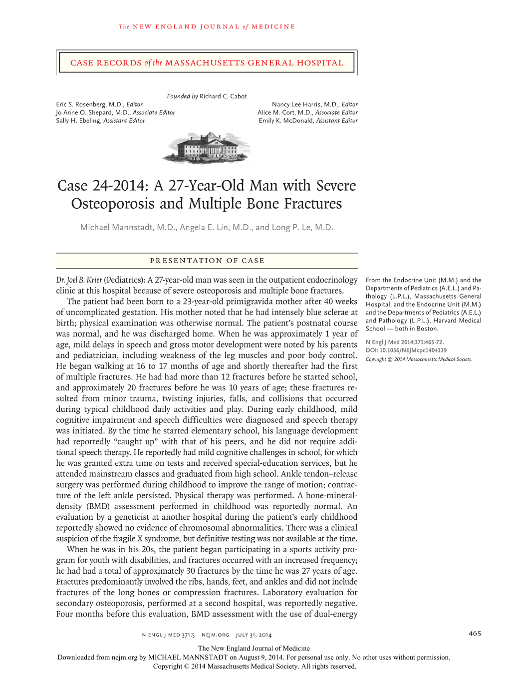 A 27-Year-Old Man with Severe Osteoporosis and Multiple Bone Fractures