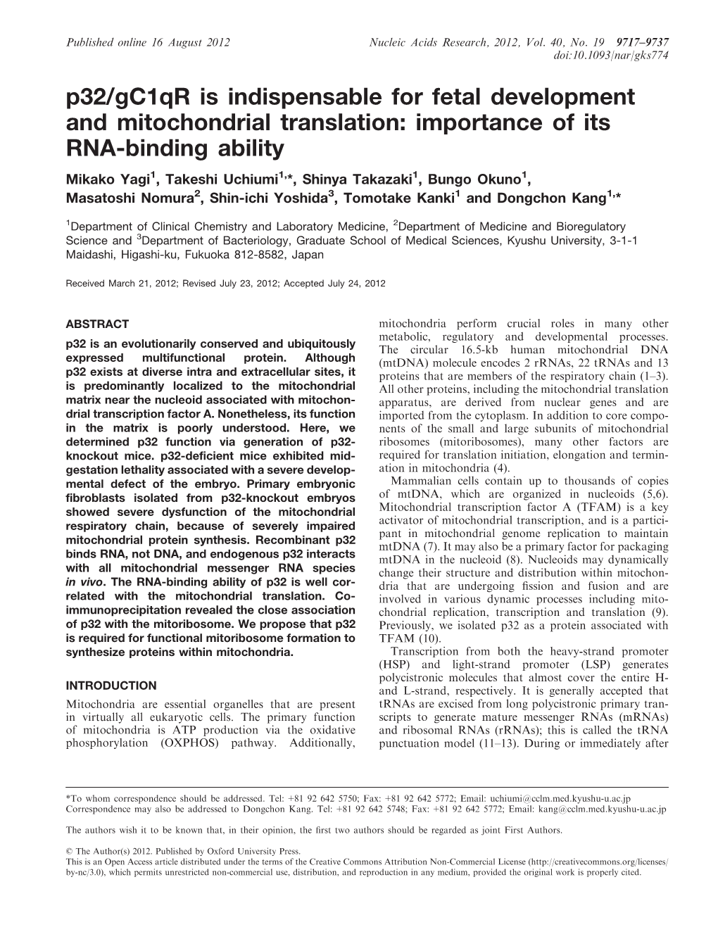 P32/Gc1qr Is Indispensable for Fetal