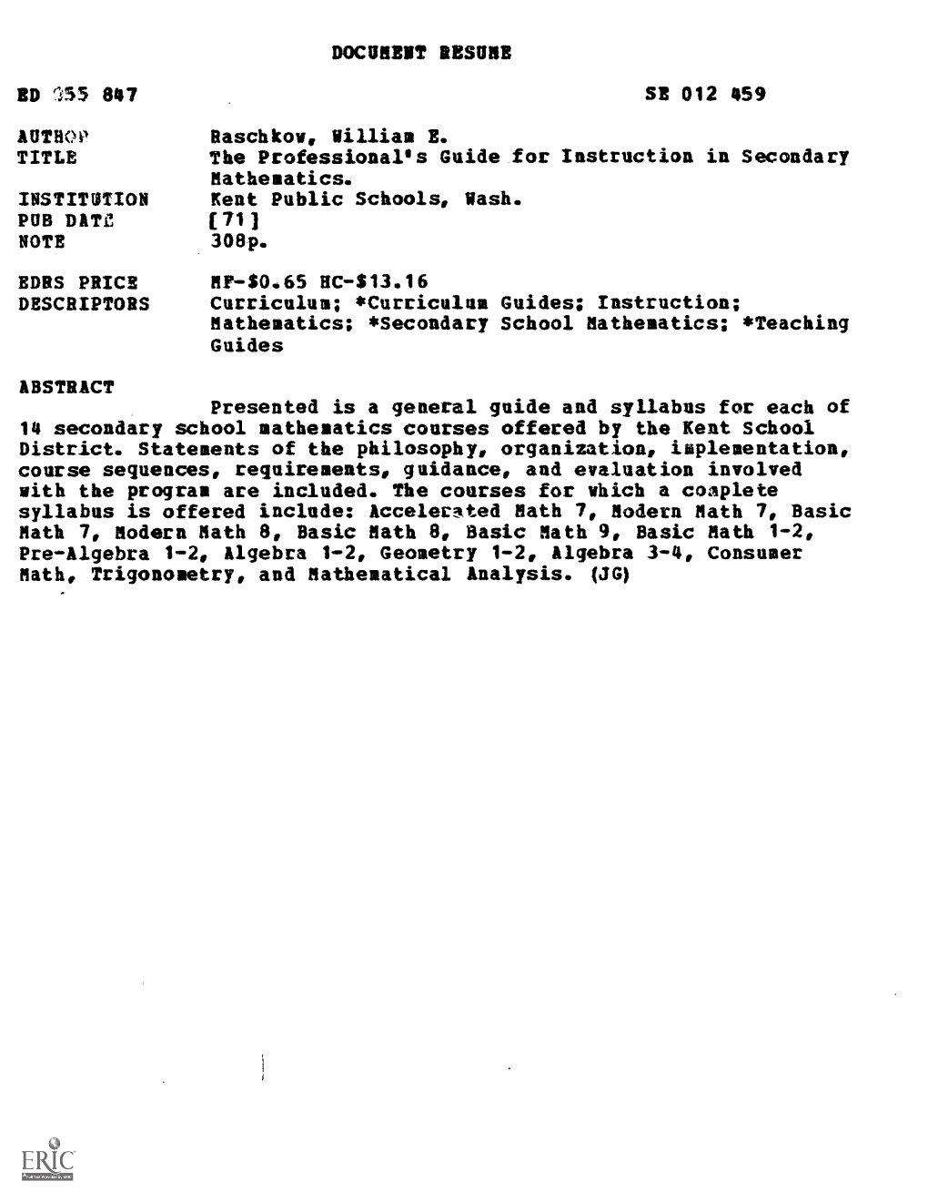 Document Resume Ed 155 847 Se 012 459 Autrop