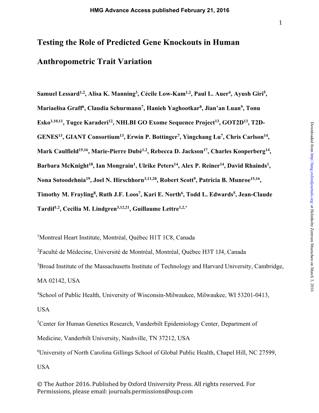 Testing the Role of Predicted Gene Knockouts in Human