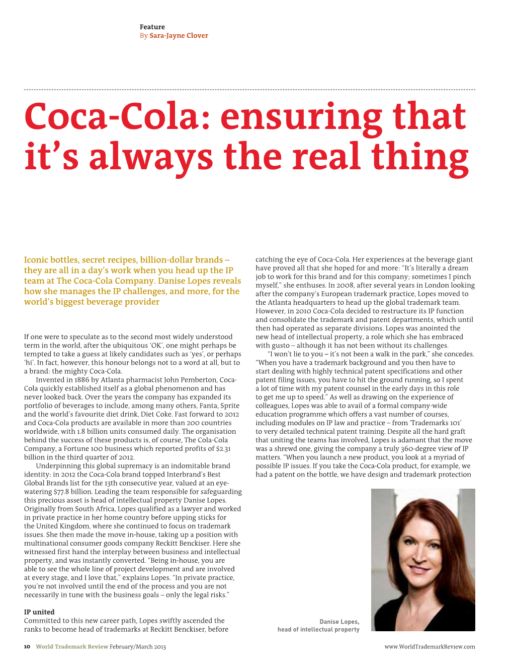 Coca-Cola: Ensuring That It’S Always the Real Thing