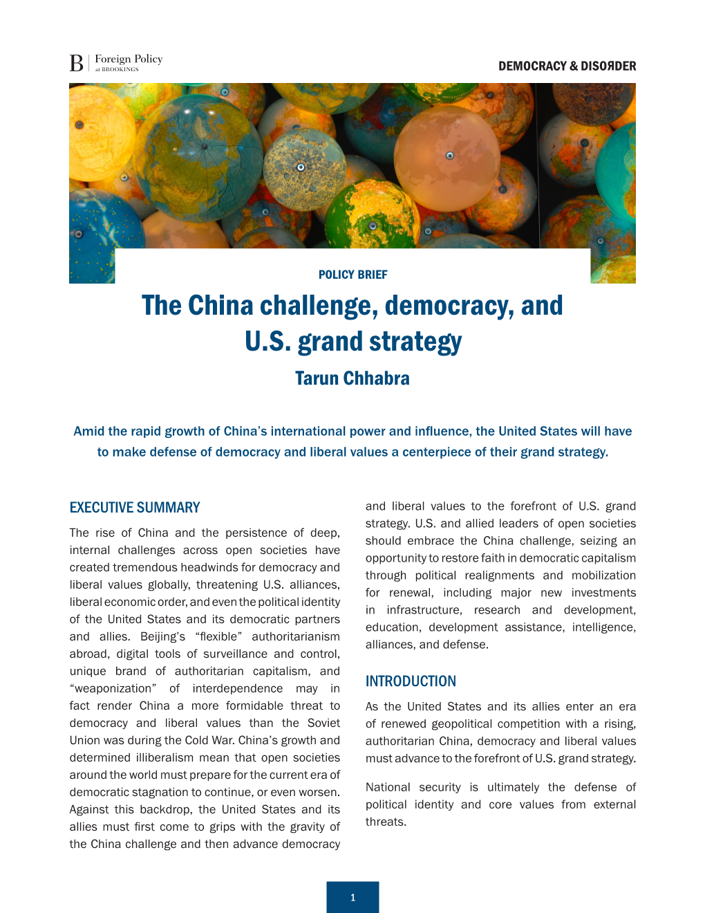 The China Challenge, Democracy, and U.S. Grand Strategy Tarun Chhabra