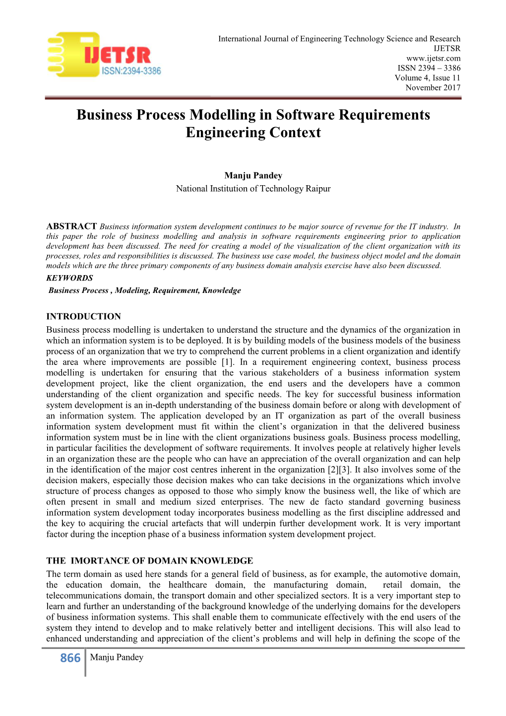 Business Process Modelling in Software Requirements Engineering Context