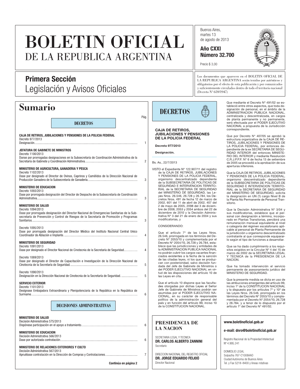 Sumario Signación De Personal, En El Ámbito De La DECRETOS ADMINISTRACION PUBLICA NACIONAL, Pág