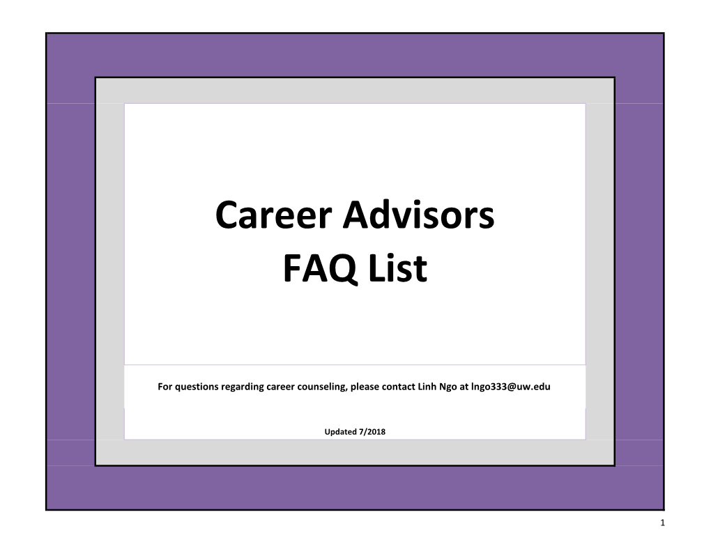 Career Advisors FAQ List