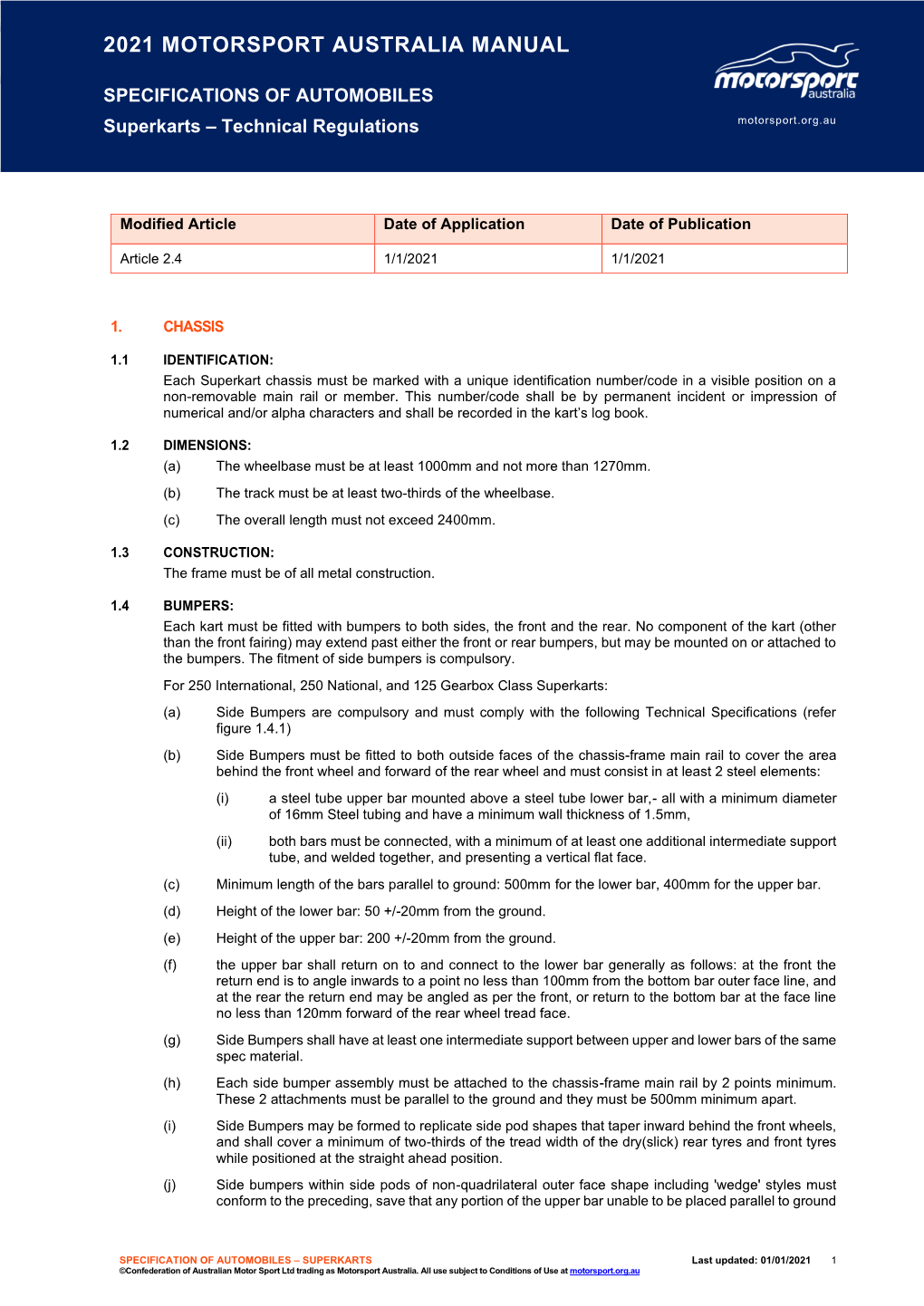 Superkart Technical Regulations