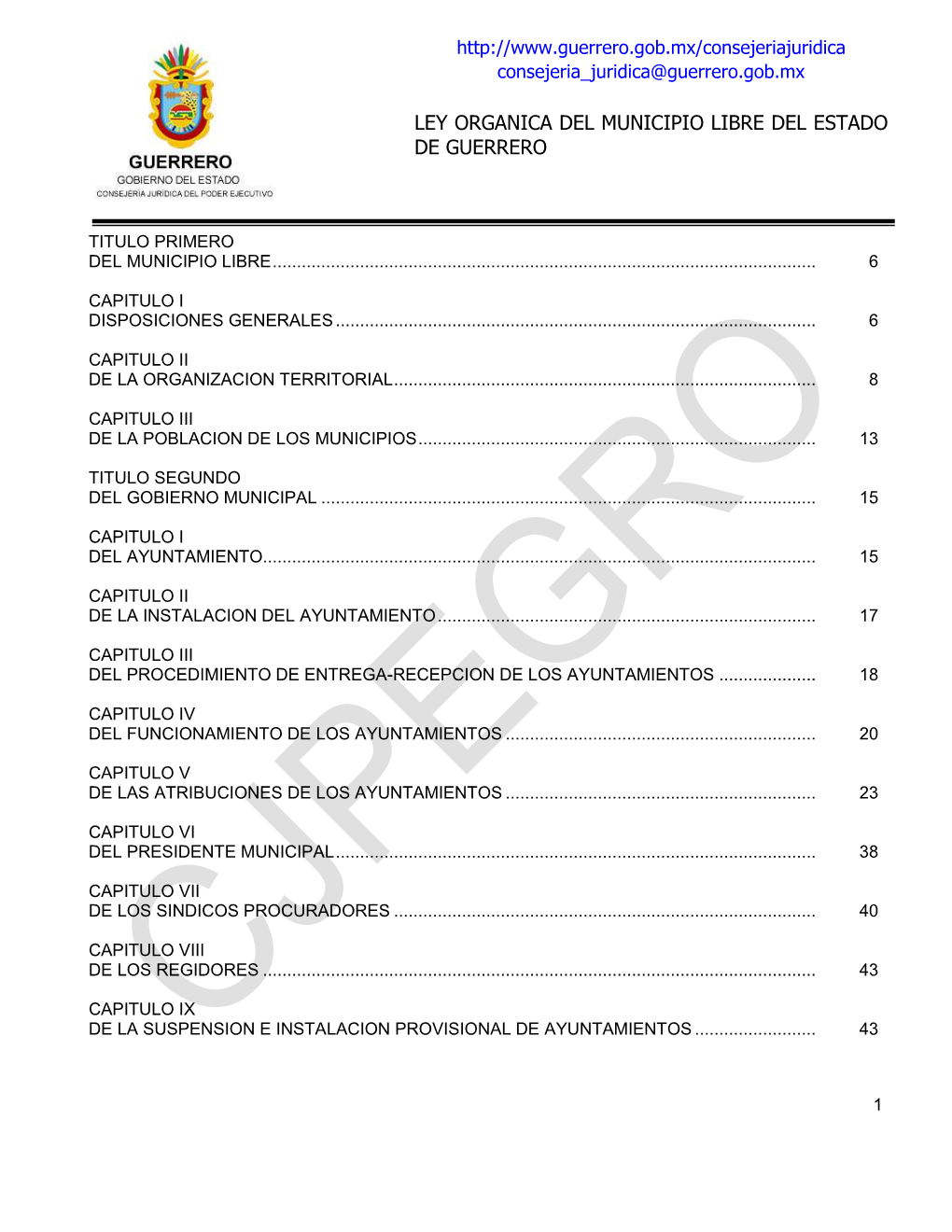 Ley Organica Del Municipio Libre Del Estado De Guerrero