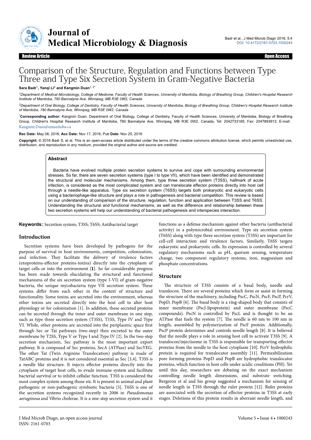 Comparison of the Structure, Regulation and Functions Between