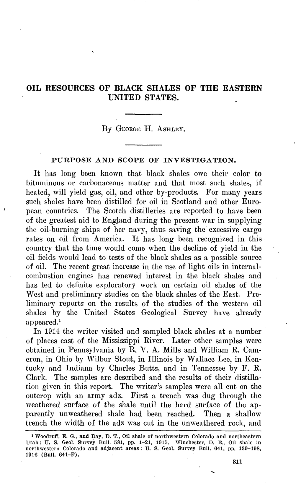 Oil Resources of Black Shales of the Eastern United States