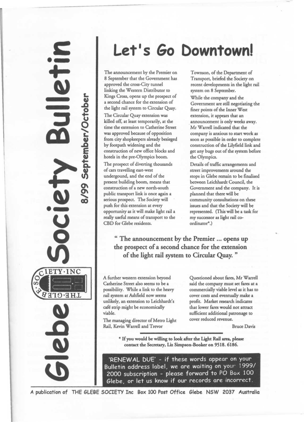 Glebe Society Bulletin 1999 Issue 08
