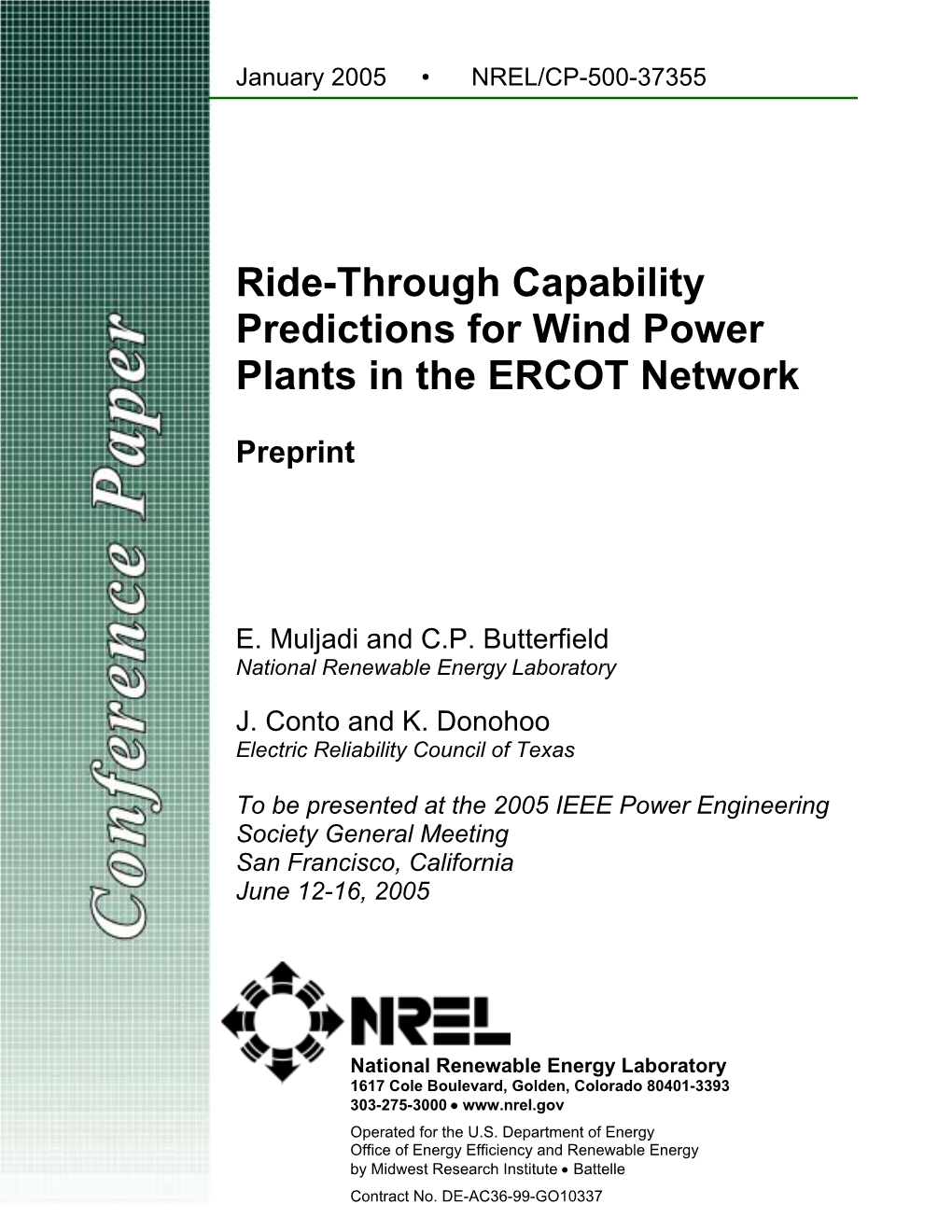 Ride-Through Capability Predictions for Wind Power Plants in the ERCOT Network