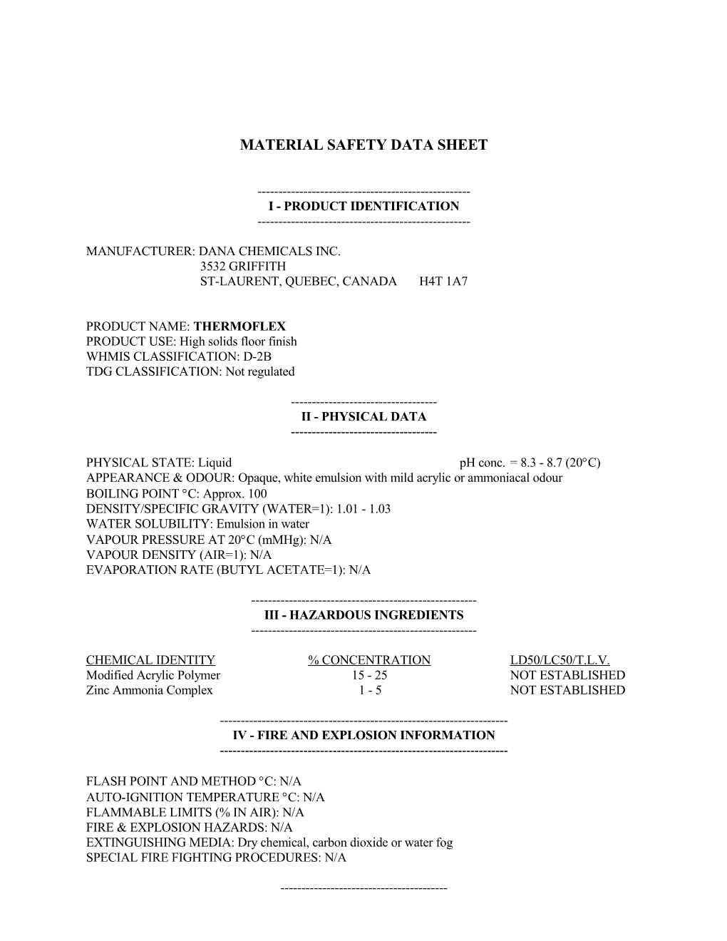 Material Safety Data Sheet s55