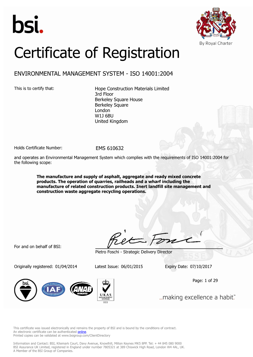 Certificate of Registration