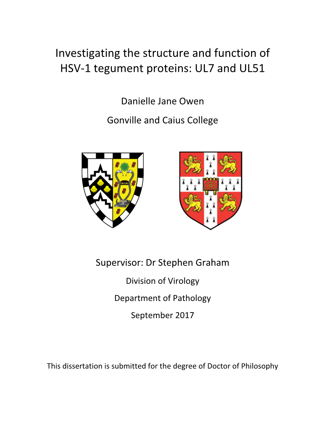 Investigating the Structure and Function of HSV-1 Tegument Proteins: UL7 and UL51