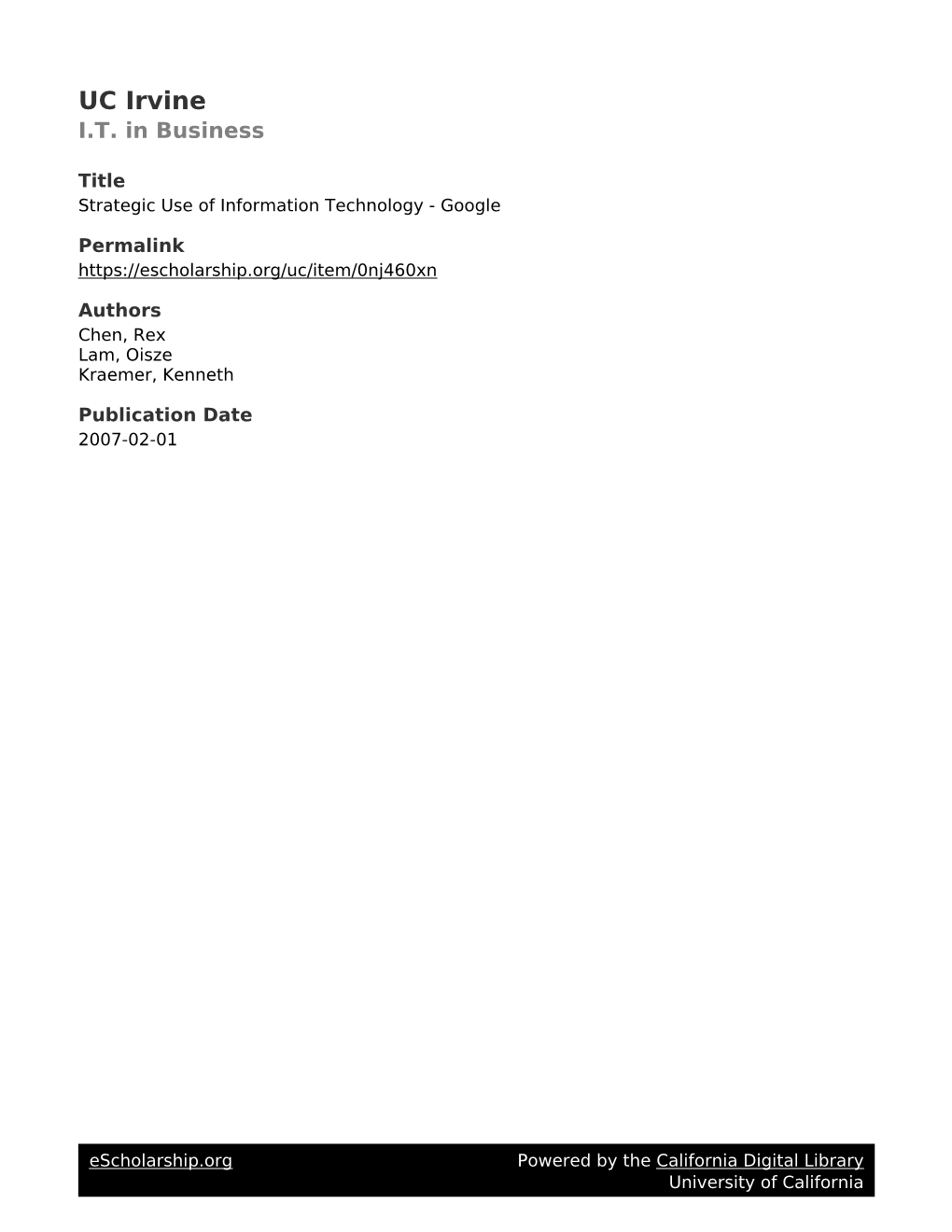 Strategic Use of Information Technology - Google