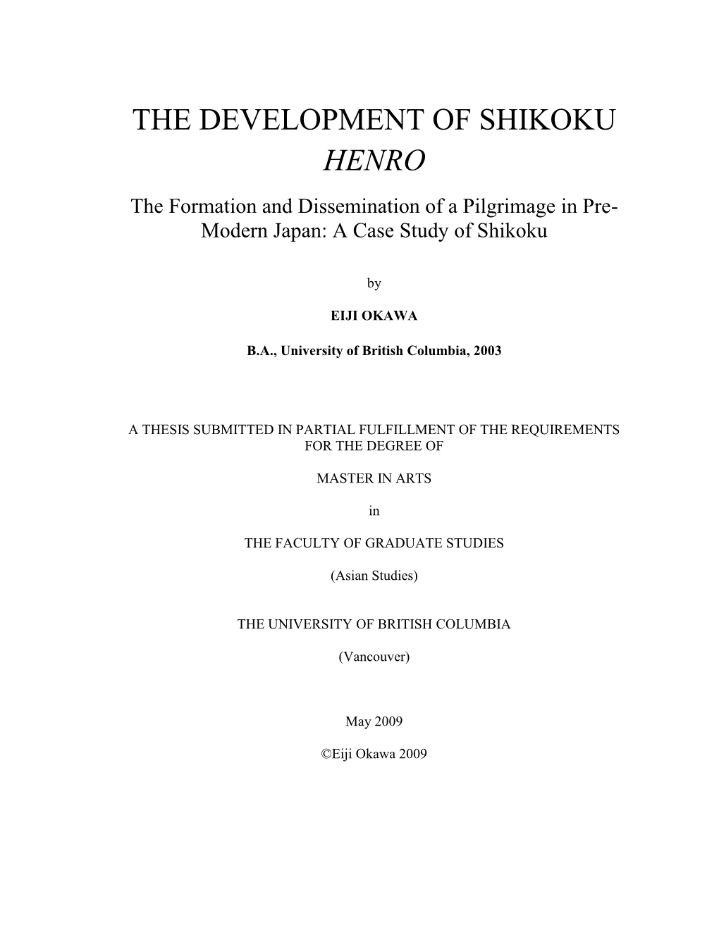 The Development of Shikoku Henro: The