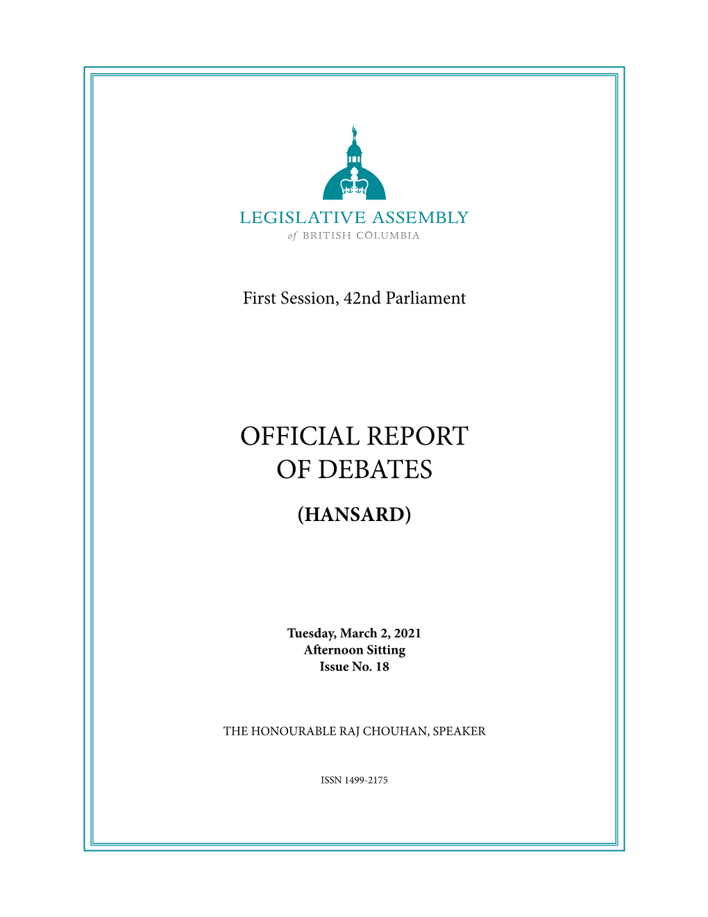 Official Report of Debates (Hansard)