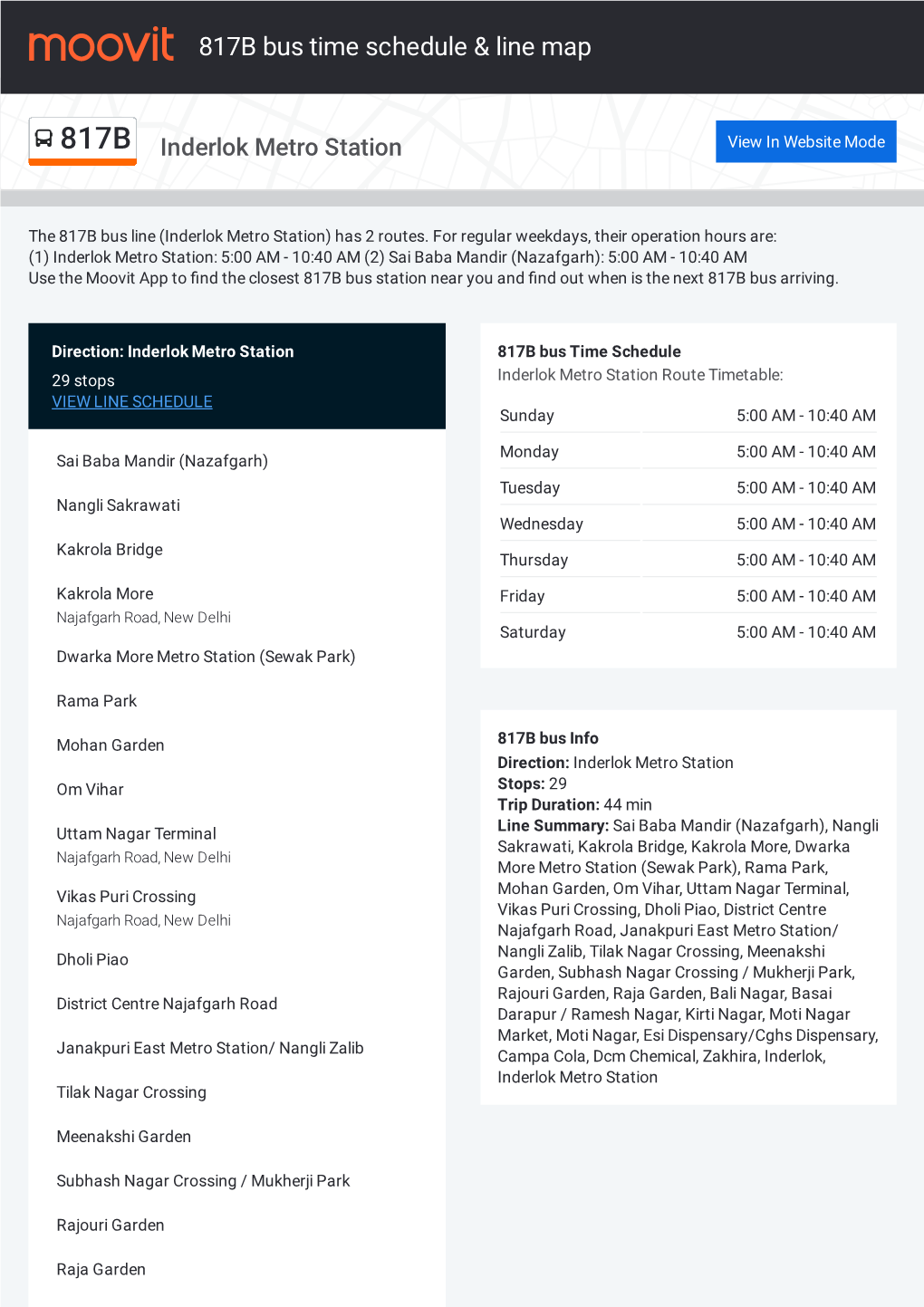 817B Bus Time Schedule & Line Route