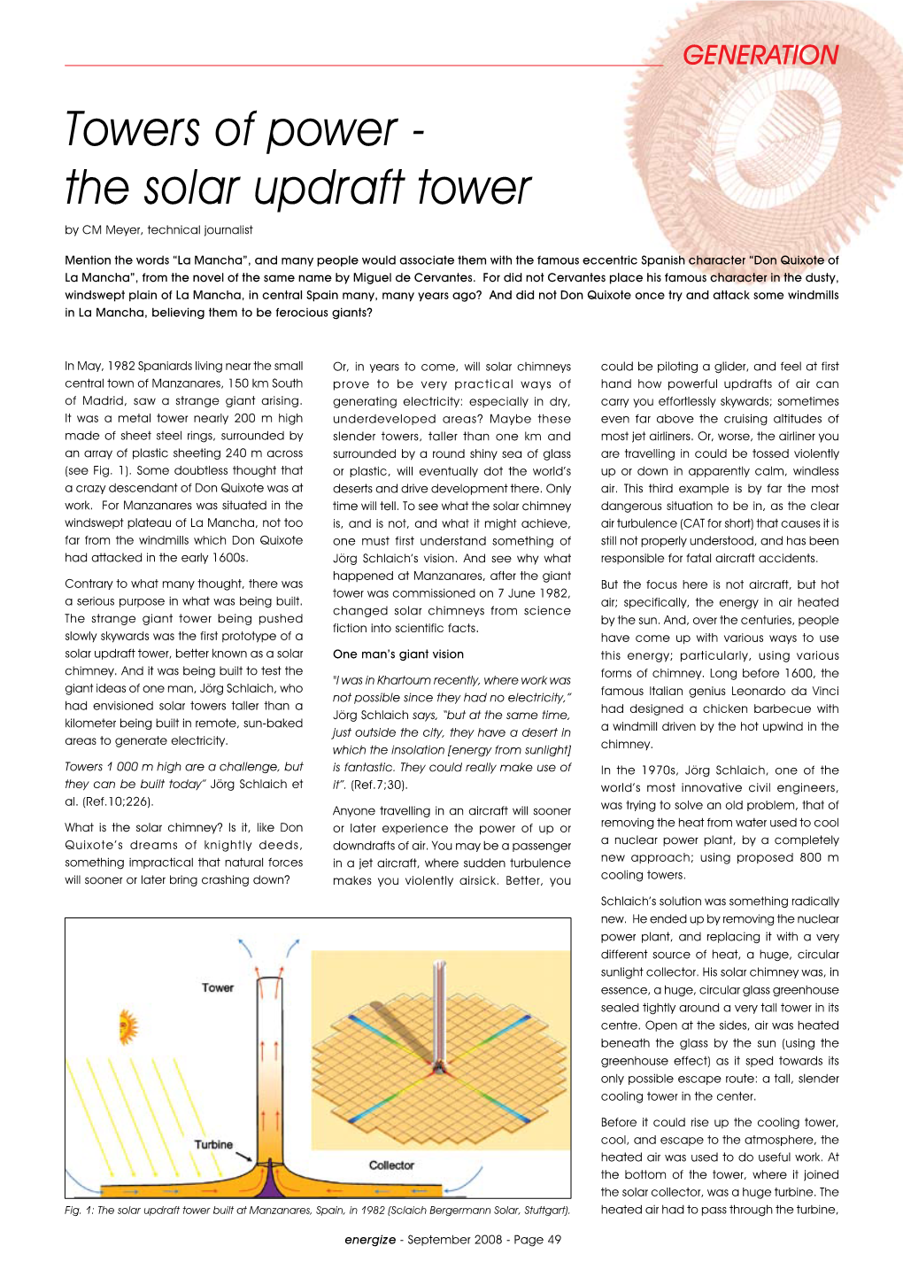 The Solar Updraft Tower by CM Meyer, Technical Journalist