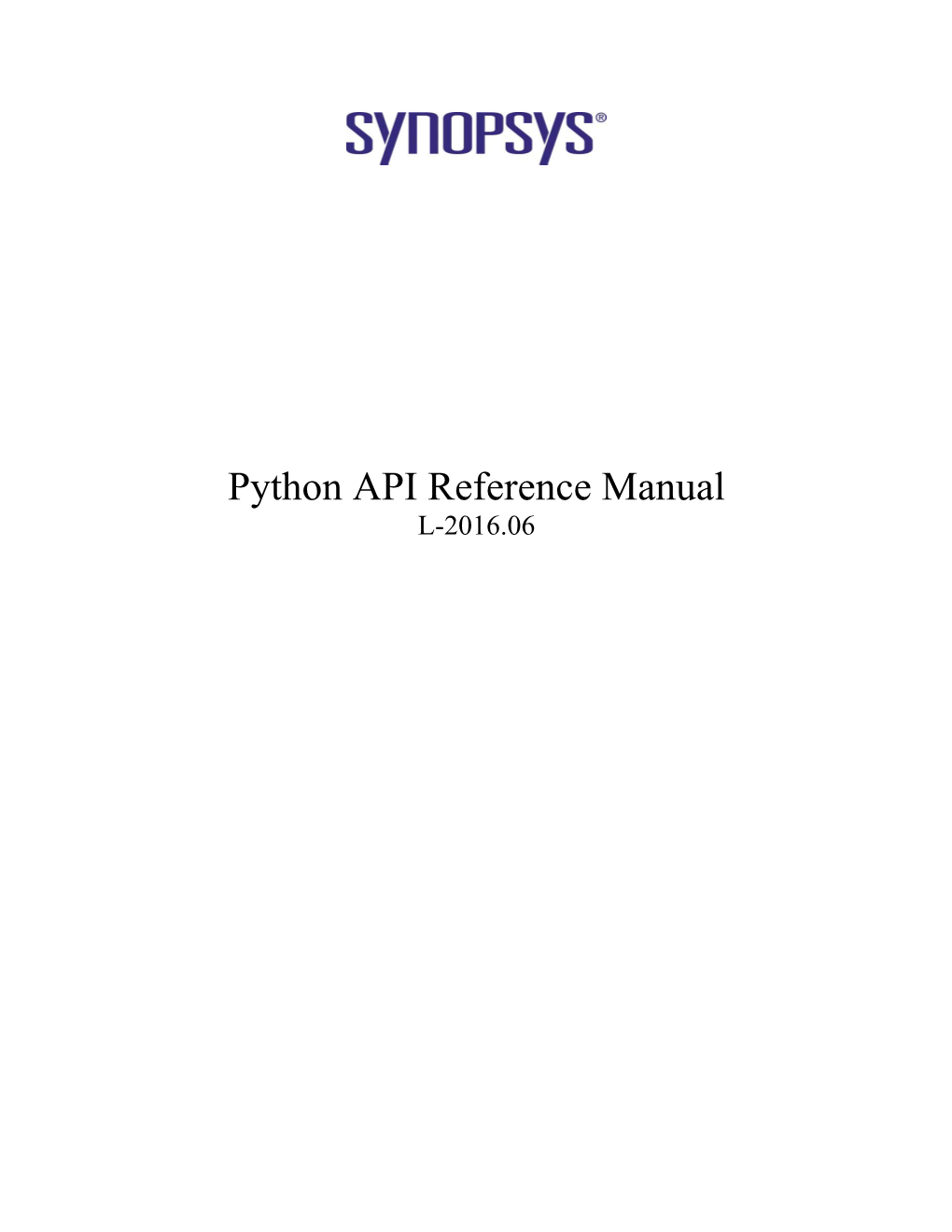 Python API Reference Manual L-2016.06