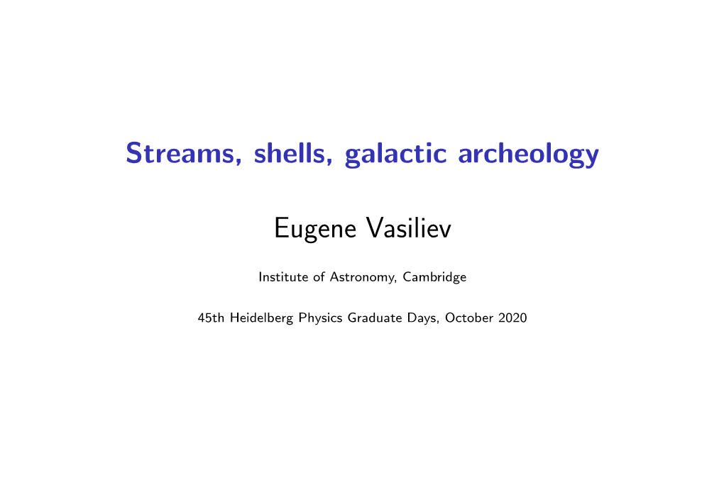 Streams, Shells, Galactic Archeology