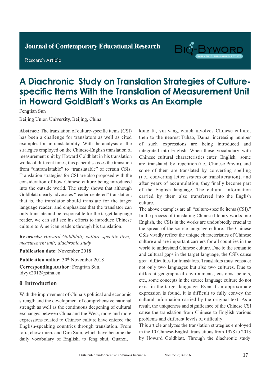 A Diachronic Study on Translation Strategies of Culture- Specific Items