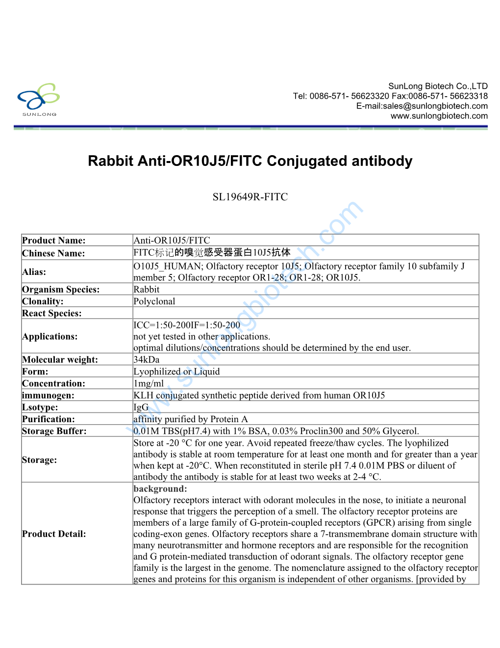 Rabbit Anti-OR10J5/FITC Conjugated Antibody