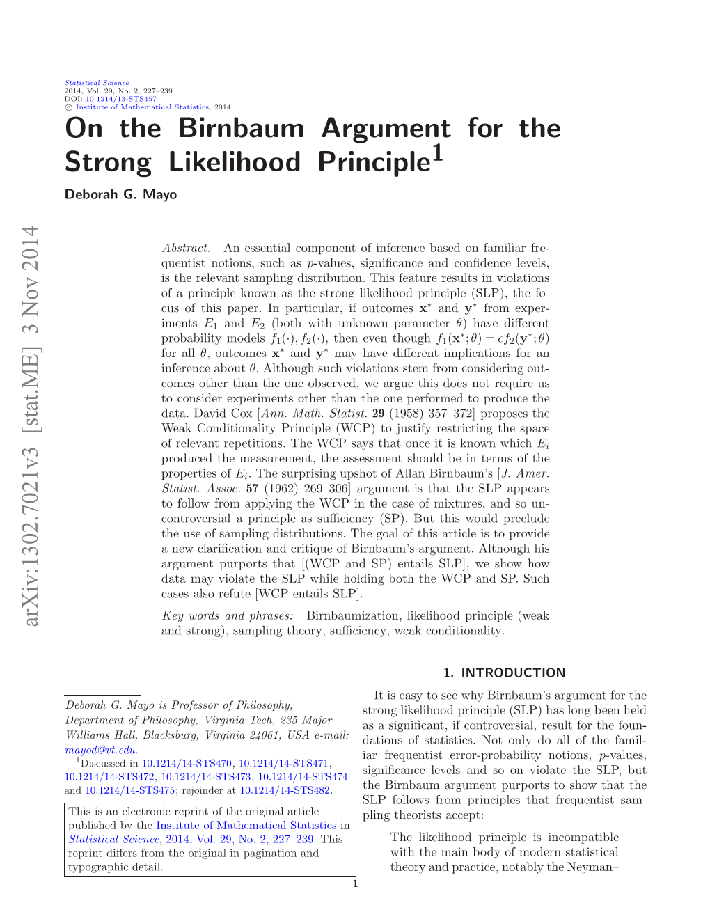 On the Birnbaum Argument for the Strong Likelihood Principle 3