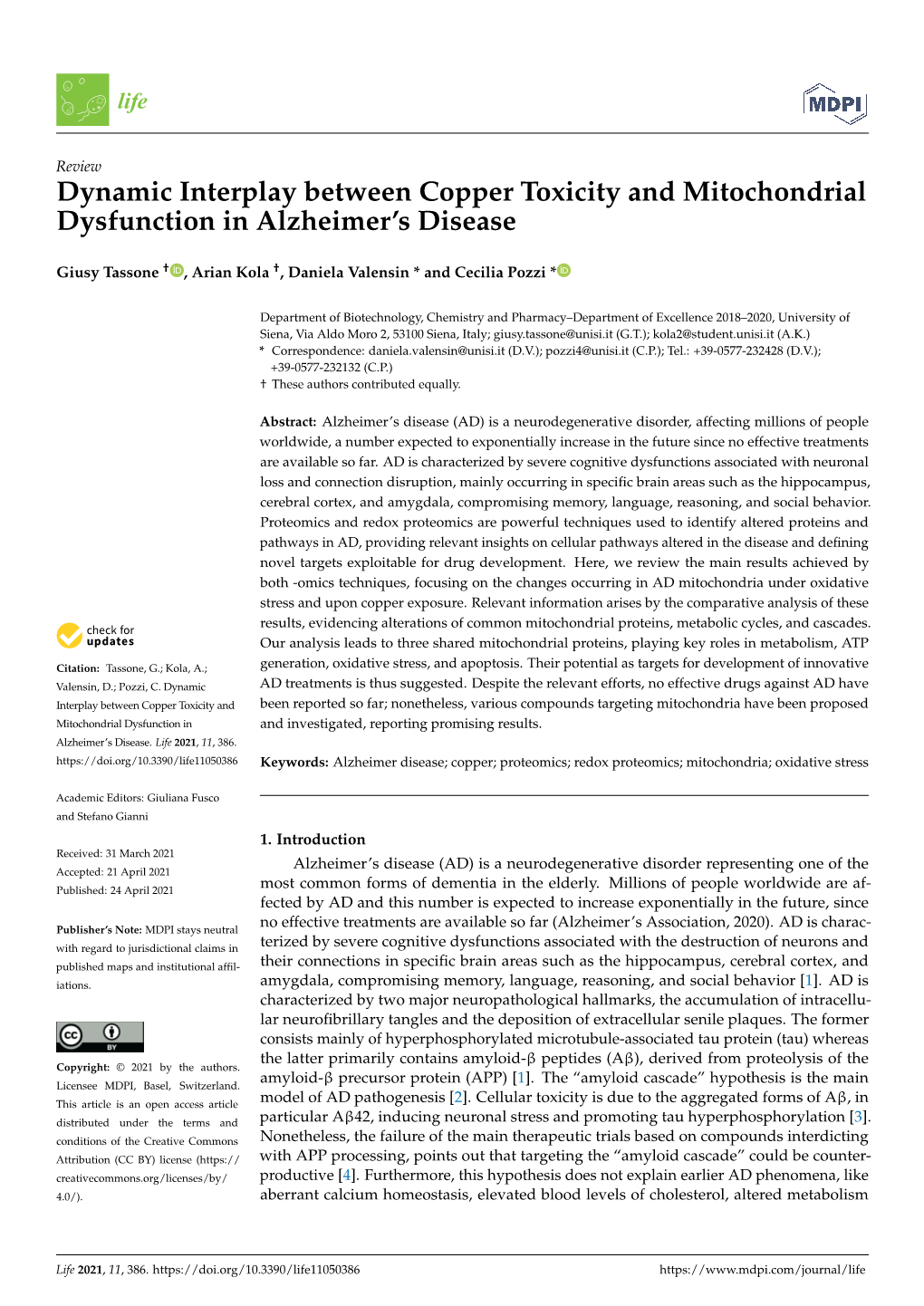 Dynamic Interplay Between Copper Toxicity and Mitochondrial Dysfunction in Alzheimer’S Disease