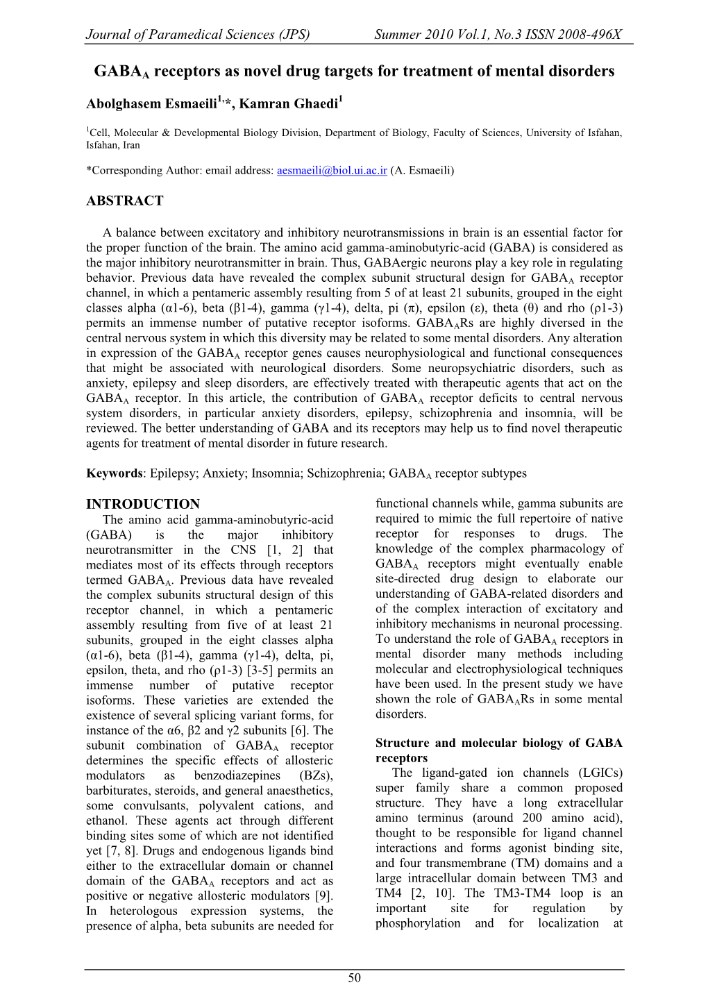 GABAA Receptors As Novel Drug Targets for Treatment of Mental Disorders