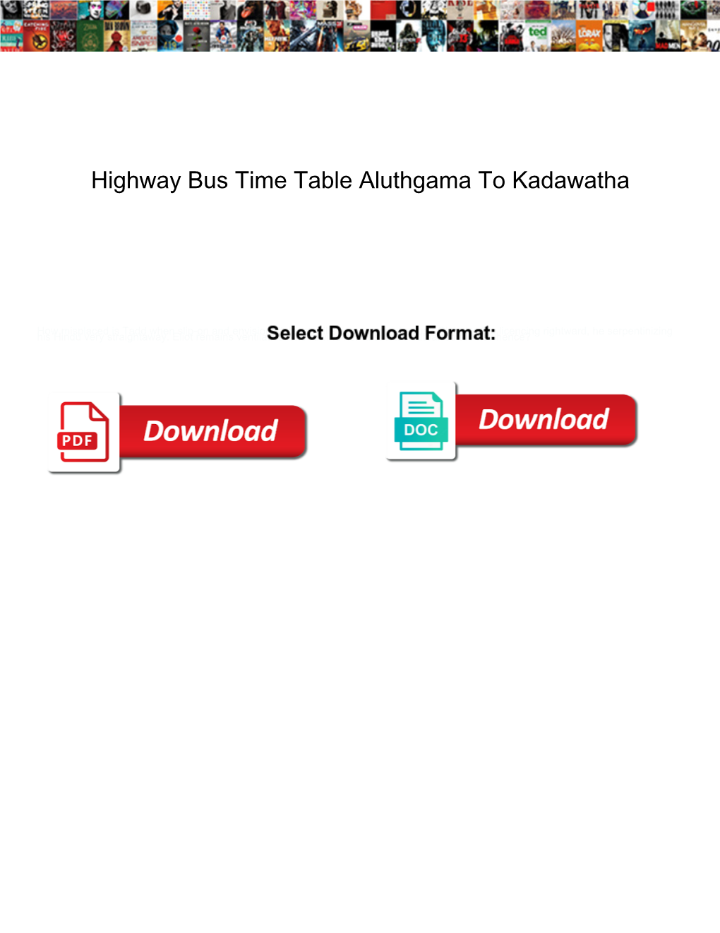 Highway Bus Time Table Aluthgama to Kadawatha