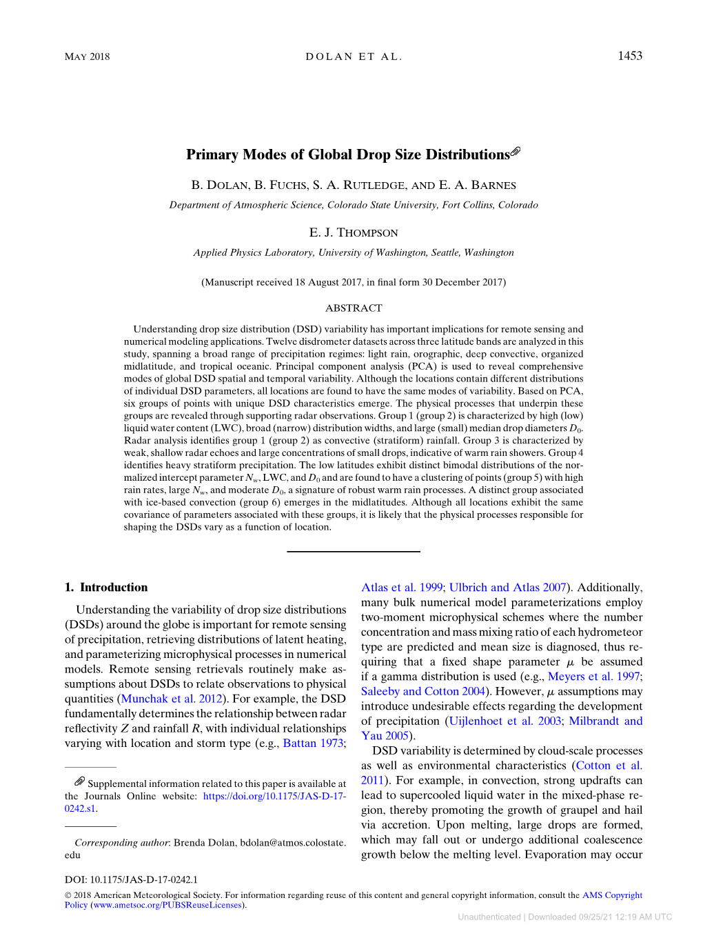 Primary Modes of Global Drop Size Distributions