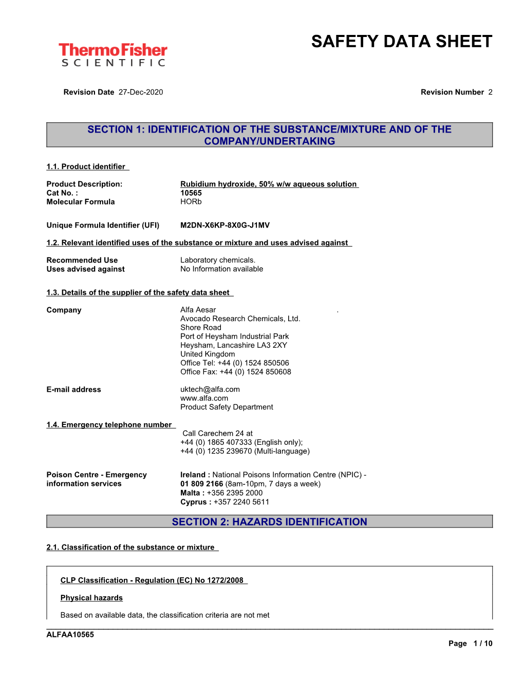 Safety Data Sheet