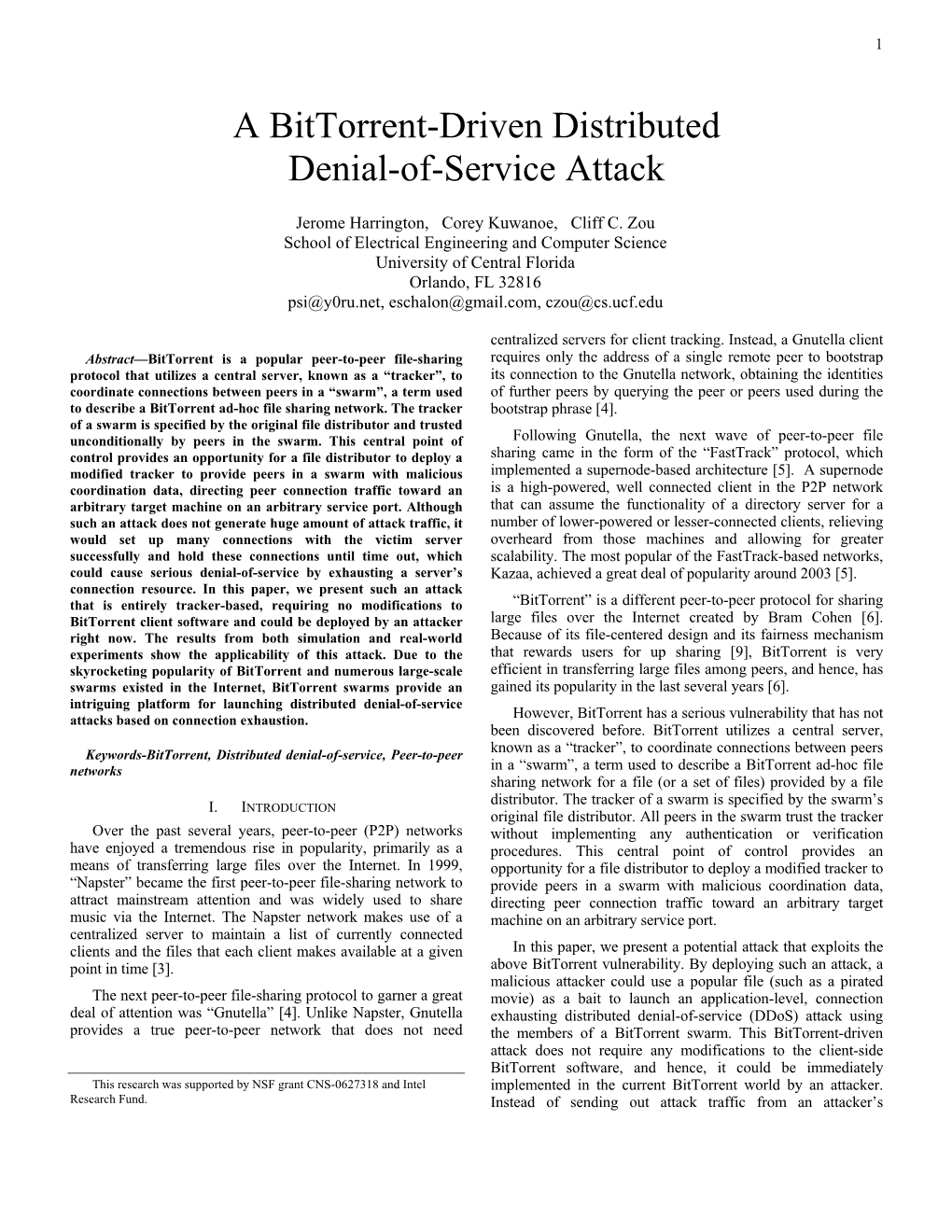 A Bittorrent-Driven Distributed Denial-Of-Service Attack