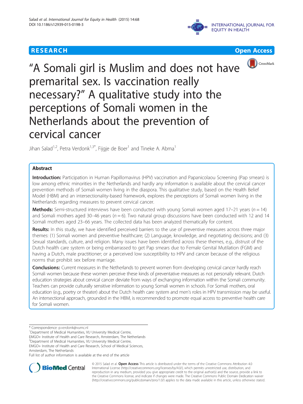 “A Somali Girl Is Muslim and Does Not Have Premarital Sex. Is Vaccination
