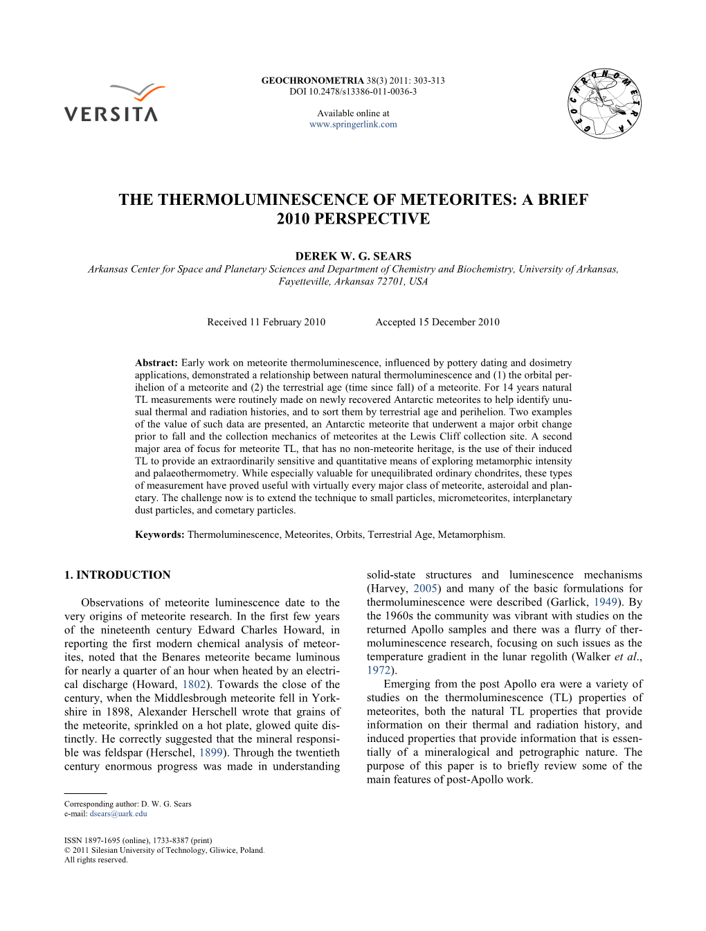 The Thermoluminescence of Meteorites: a Brief 2010 Perspective