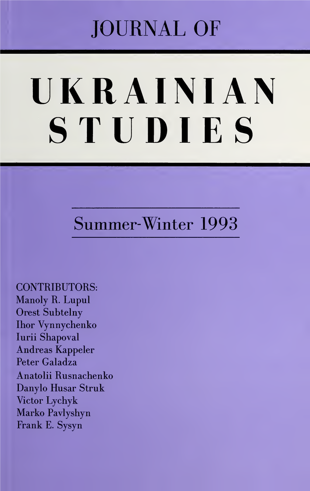 Journal of Ukrainian Studies