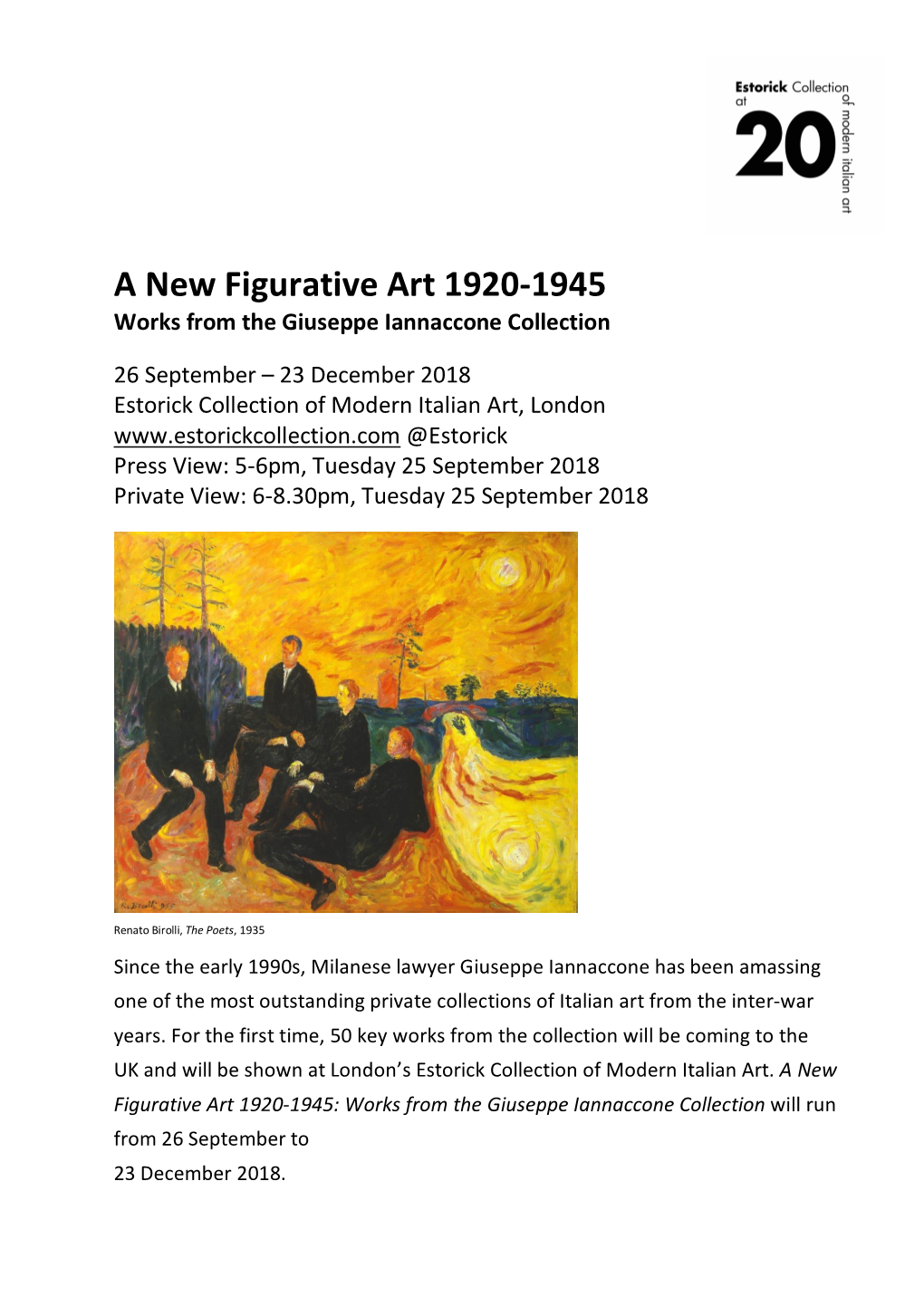 A New Figurative Art 1920-1945 Works from the Giuseppe Iannaccone Collection