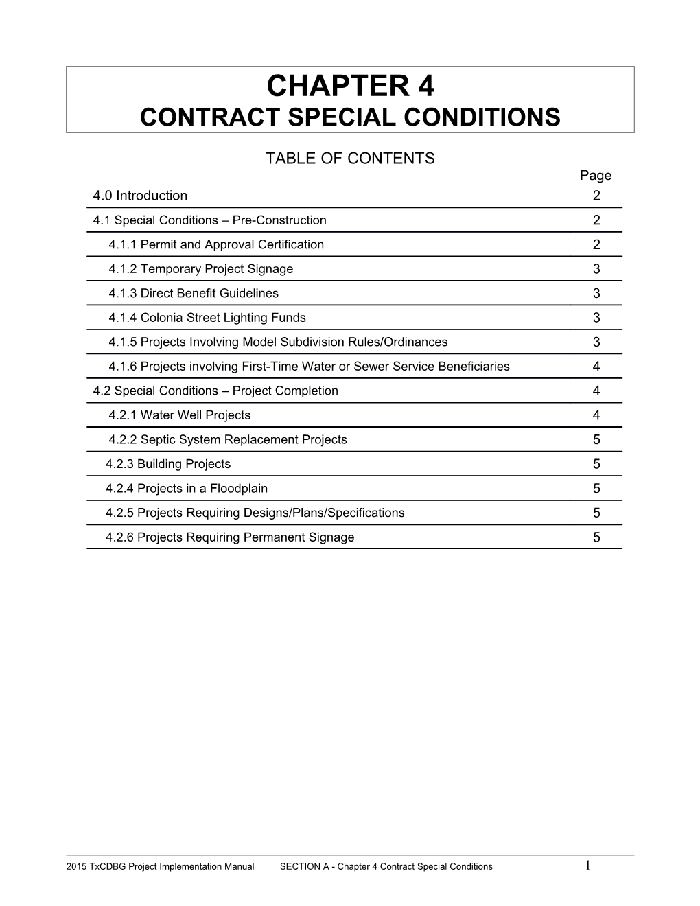 Contract Special Conditions